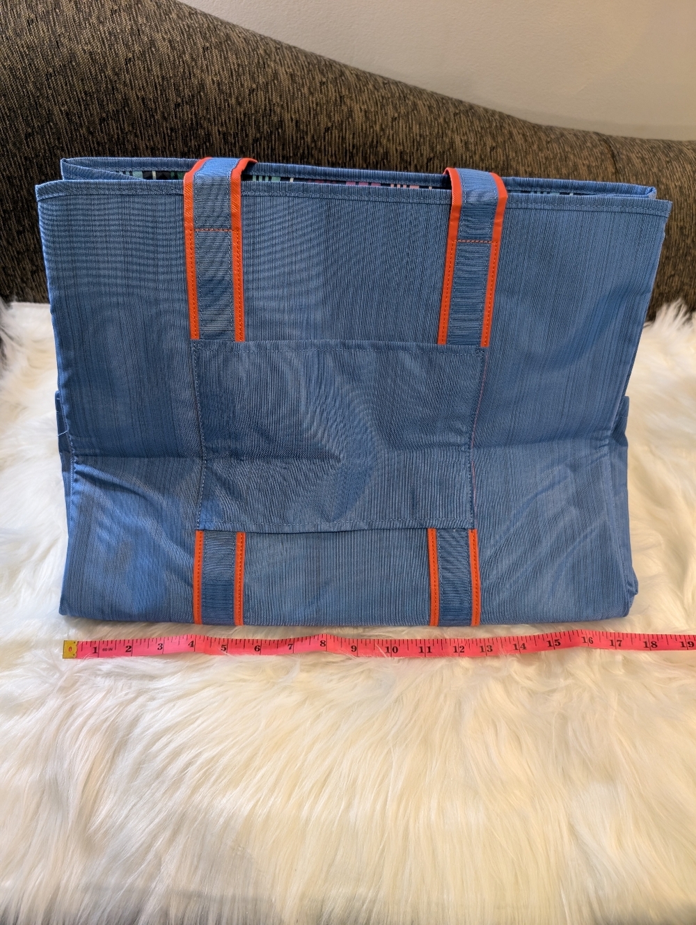 NWT lug Rover Blue Tote Bag w/ Orange Trim - Picture 3 of 6
